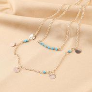 Oligex(TM) Silver &amp; Gold Bohemian Charm NeckFor Women Coin Bead Chain MultiLayer Fashion Bohemian Turquoise NeckPendant N4