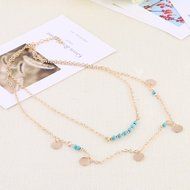Oligex(TM) Silver &amp; Gold Bohemian Charm NeckFor Women Coin Bead Chain MultiLayer Fashion Bohemian Turquoise NeckPendant N5