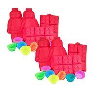 Large Silicone Minifigure + Brick Ice Cube Tray, Jello, Gummy Candy &amp; Cupcake Baking Mold for Lego Lovers (2 Sets... N3