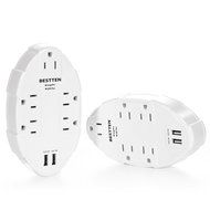 Bestten Wall Outlet Surge Protector with USB Charging, 5 AC Outlets &amp; 2 USB Ports, ETL Certified N11