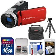 Bell &amp; Howell Fun Flix DV50HD 1080p HD Video Camera Camcorder (Red) with 16GB Card + Case + Flex Tripod + Kit N4