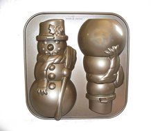 Williams Sonoma Gold Nordic Ware Stand up Snownman Cake Pan N2