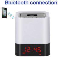 Boytone BT-83CR Portable FM Radio Alarm Clock Wireless Bluetooth 4.1 Speaker, 3-Way Night Light Touch Lamp, Built&ndash;in...