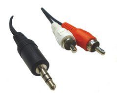 2 x RCA Male to 1 x 3.5mm Male - 6 feet - Adapts stereo headphone output to RCA to connect speakers receiver to...