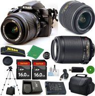 Nikon D3200 - International Version (No Warranty), 18-55mm f/3.5-5.6 DX VR, Nikon 55-200mm f4-5.6G VR, 2pcs 16GB...