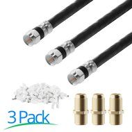 RG-6 | 25 Ft | Black | 2 Pack | UL CL2 Certified Cable Quad Shielded Coaxial Cable For Satellite TV &amp; High Speed... N34