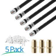 RG-6 | 25 Ft | Black | 2 Pack | UL CL2 Certified Cable Quad Shielded Coaxial Cable For Satellite TV &amp; High Speed... N37