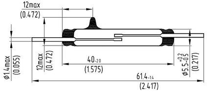 Reed switch (Gerkon) MKA-52141 gr.B USSR 2 pcs