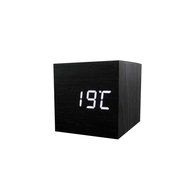 Autek Popular Cube USB Wood Wooden LED Alarm Digital Desk Clock with sound control (Bamboo Blue) N4