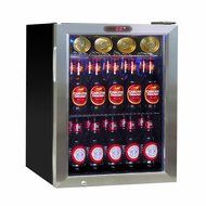 KingsBottle 21 Can Mini Bar Fridge with Glass Door, Black N5