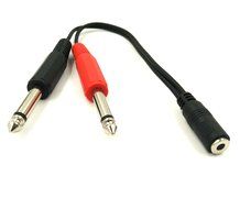 HENGSHENG&reg; 3.5mm (Mini) 1/8" Female Plug to 2 Dual 1/4 Inch 6.35mm TRS Mono Male Adapter Cable 20cm/8inch (3.5FM... N2