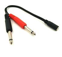 HENGSHENG&reg; 3.5mm (Mini) 1/8" Female Plug to 2 Dual 1/4 Inch 6.35mm TRS Mono Male Adapter Cable 20cm/8inch (3.5FM... N3