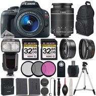 Canon EOS Rebel SL1 SLR Camera + Canon EF-S 18-55mm IS STM Lens + Professional Flash + 0.43X Wide Angle Lens +... N4