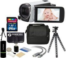 Canon VIXIA HF R700 57x Zoom Full HD 1080p Video IS Digital Camcorder (White) + 64GB Card + Case + Tripod + Digital...