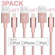 Lightning Cable, VP 2Pack 10 FT iPhone Charger Cord nylon braided for Apple iphone SE, iPhone 7, 6s, 6s+, 6+,... N34