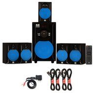 Blue Octave B51 Home Theater 5.1 Powered FM Speaker System USB Bluetooth and 4 Extension Cables