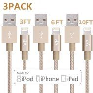 Lightning Cable, VP 2Pack 10 FT iPhone Charger Cord nylon braided for Apple iphone SE, iPhone 7, 6s, 6s+, 6+,... N39