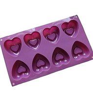BST Cake Pan 8 Cups Heart Shape Muffin Cake Mould, Silicone Material, Random Color