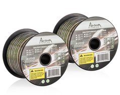 Aurum Cables 12 Gauge Dual Color Transparent PVC Speaker Zip Wire l Green and Regular Transparent I w/ ft markings... N11