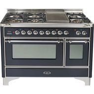 48" - 5 Burner Dual Fuel Range + French Top with Convection Oven Finish: Matte Graphite