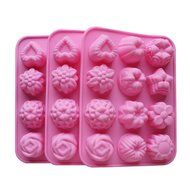 Silicone Bakeware Mold For cake, chocolate, Jelly, Pudding, Dessert Molds, 12 Holes With Flower, Heart Shape,... N3