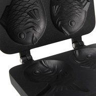 SAGUARO Taiyaki Japanese Fish-shaped Cake Waffle Pan Maker Gas Stove Cake Mold 2 Cast Cooking Tool N4