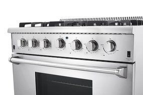 Thor Kitchen 36" Freestanding Professional Style Gas Range with 5.2 Cu. Ft. Oven, 6 Burners, Convection Fan, Cast... N2