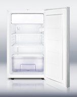 Summit CM411LSSHHADA: ADA compliant 20" wide freestanding refrigerator-freezer with a lock, stainless steel door...