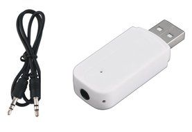 Storite USB Bluetooth Stereo Music Receiver 3.5Mm Adapter Dongle For Speakers Car Mp3- White
