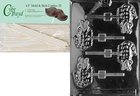 Cybrtrayd 45St25-A014 Alligator Lolly Animal Chocolate Candy Mold with 25 4.5-Inch Lollipop Sticks