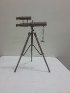 Vintage Solid Brass Nautical Tripod Port Marine Navy Double Barrel Telescope