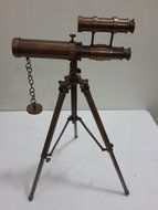 Vintage Solid Brass Nautical Tripod Port Marine Navy Double Barrel Telescope N2