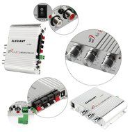 ELEGIANT 200W 12V Mini Hi-Fi Amplifier Booster Radio MP3 Stereo with Power Adapter for Car Motorcycle Home Black... N9