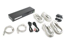 Linkskey 2-Port Dual Monitor DVI/DVI USB KVM + 7.1 Surround/Microphone/USB with Cables (LDV-DM702AUSK) N44