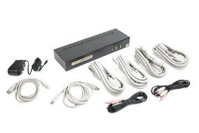Linkskey 2-Port Dual Monitor DVI/DVI USB KVM + 7.1 Surround/Microphone/USB with Cables (LDV-DM702AUSK) N45