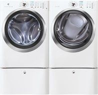 Electrolux IQ-Touch White Front Load Laundry Pair with EIFLS55IIW 27" Washer, EIMGD55IIW 27" Gas Dryer and 2 EPWD15IW...