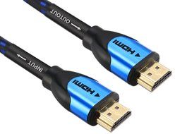 JINPIN Ultra High Speed hdmi cable-BC 50ft black/red with Braided Cord support Ethernet ,3D,4K and Audio Return... N8