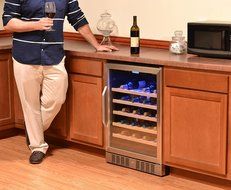 NewAir AWR-520SB 52 Bottle Built in Compressor Wine Cooler, Stainless Steel &amp; Black N6