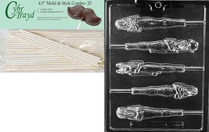 Cybrtrayd Egyptian Lollys International Chocolate Candy Mold with 25 4.5-Inch Lollipop Sticks