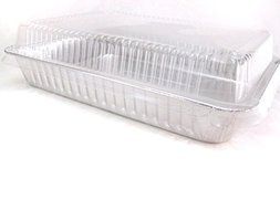Disposable Aluminum 13 x 9 x 2 Cake Pan with Clear Plastic Lid #4700P (50) N2