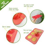 Cupcake Pan, Silicone Cake Mold with Steel Edge 4 Packs 24 Cups Silivo Muffin Mold Round, Heart, Spiral, Flower... N4