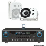 Pyle Stereo Receiver and Marine Speaker Package - PT4601AIU 500 Watts Stereo Receiver AM-FM Tuner/USB/SD/Ipod...