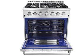 Thor Kitchen 36" Freestanding Professional Style Gas Range with 5.2 Cu. Ft. Oven, 6 Burners, Convection Fan, Cast... N5