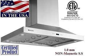 XtremeAir PX05-I36 Island Mount Range Hood with 900 CFM Baffle Filters/Grease Drain Tunnel, 36" N4