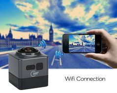 360 Degree Wi-Fi Action Camera - 1/4 Inch CMOS Sensor, 1280x1024 Resolution, Four Shooting Modes, SD Card, Panoramic...
