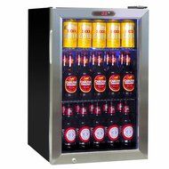 KingsBottle 21 Can Mini Bar Fridge with Glass Door, Black N10