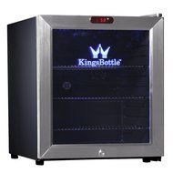 KingsBottle 21 Can Mini Bar Fridge with Glass Door, Black N15