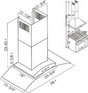 CAVALIERE 36" Wall Mounted Stainless Steel / Glass Kitchen Range Hood 860 CFM AP238-PSD-36 N3