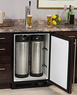 Marvel Built-In Kegerator Keg Dispenser - X-CLUSIVE Premium 2-Tap Direct Draw Kit - Black/Stainless N24