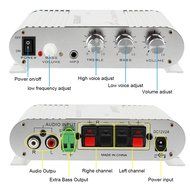 ELEGIANT 200W 12V Mini Hi-Fi Amplifier Booster Radio MP3 Stereo with Power Adapter for Car Motorcycle Home Black... N12